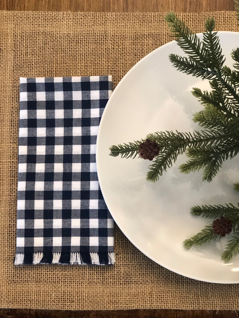 Navy Blue White/cloth Dinner Napkins /reusable Cotton Napkins Etsy