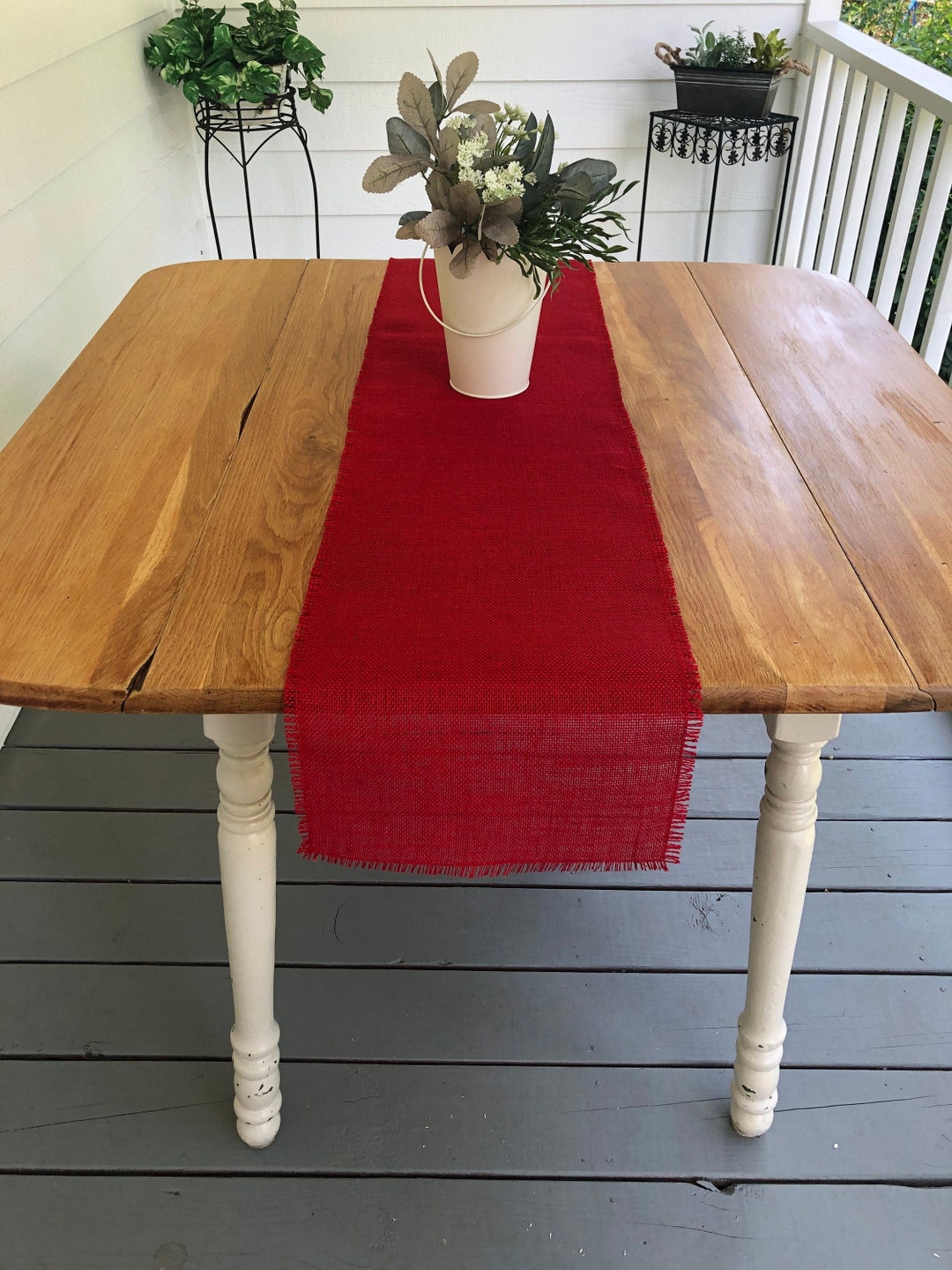 Red Burlap Table Runner farmhouse Burlap Table Runner Farmhouse Decor