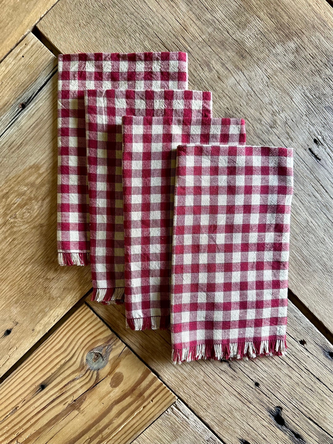SET OF 6 Red and Tan Gingham Cloth Napkins Etsy