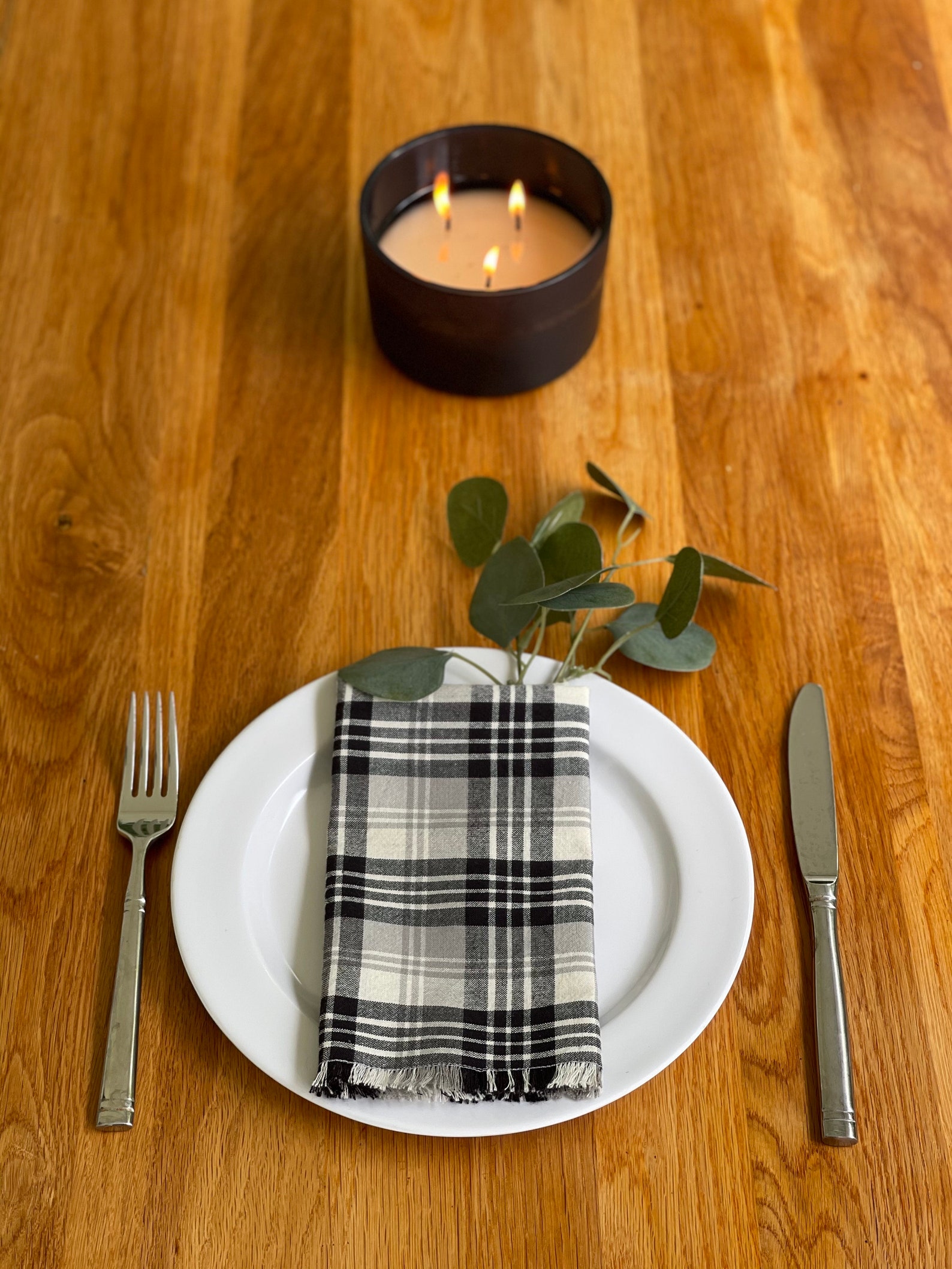 Black White & Grey Plaid Cloth Napkins set of 4 Etsy