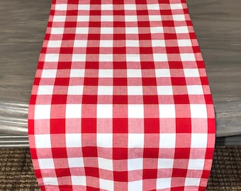Red and White Buffalo Check Table Runner