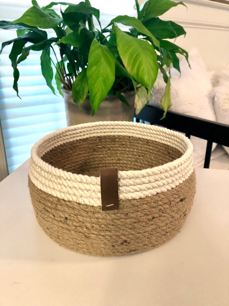 Jute & Cotton Rope Basket Rope Bowl Handmade Basket Etsy