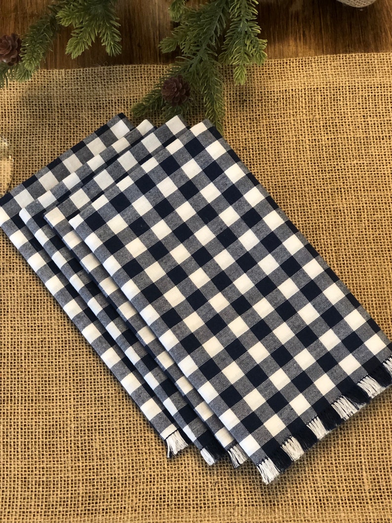 Navy Blue White/cloth Dinner Napkins /reusable Cotton Napkins Etsy