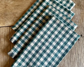 Green and Tan Gingham Cloth Napkins (Set of 4)