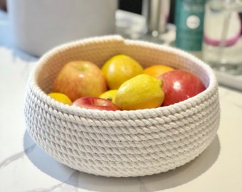 White Cotton Rope Bowl Basket