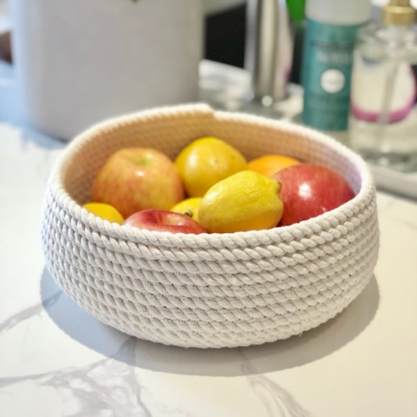 White Cotton Rope Bowl Basket