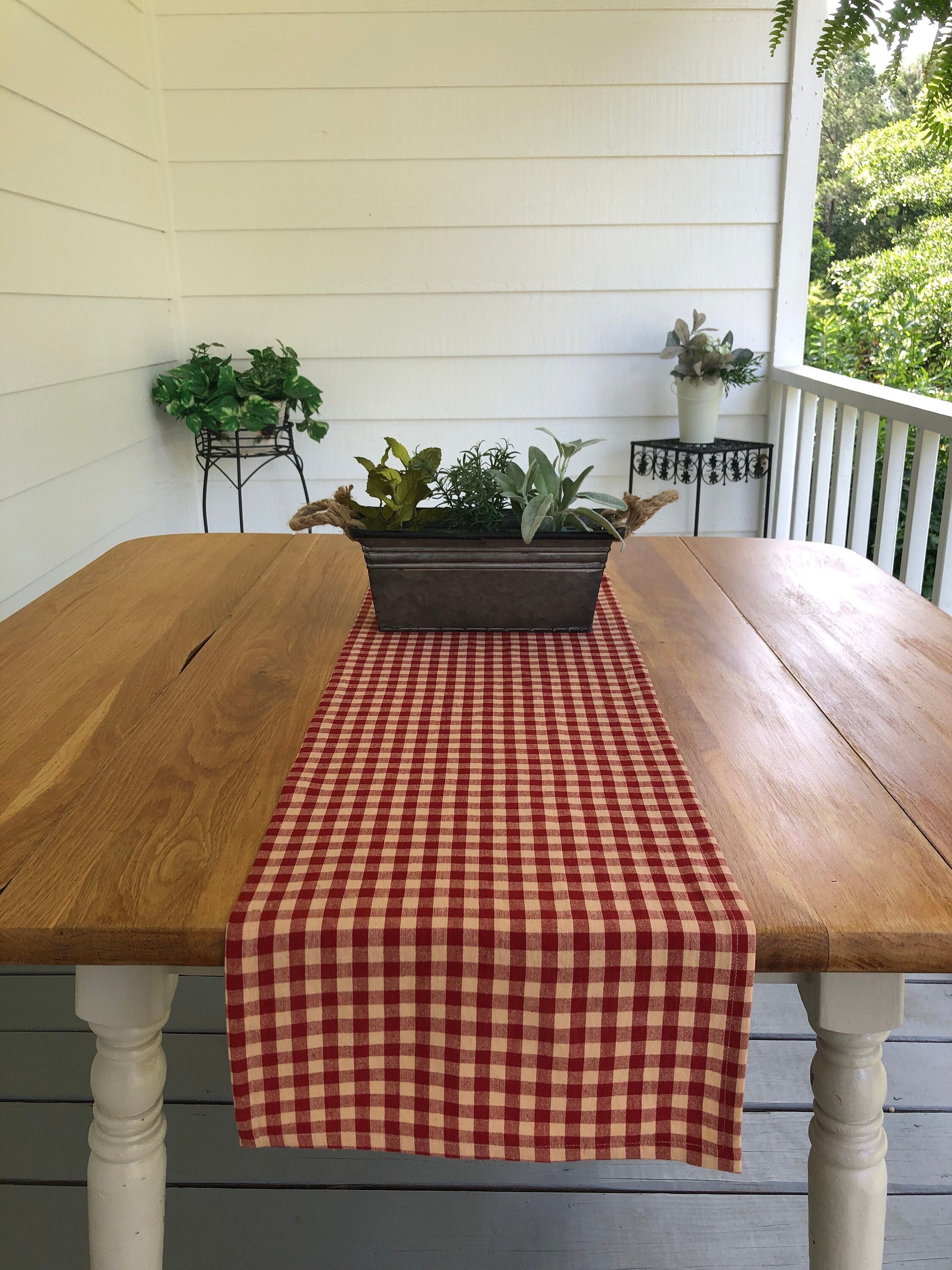 Red and Tan Buffalo Plaid Table Runner Etsy