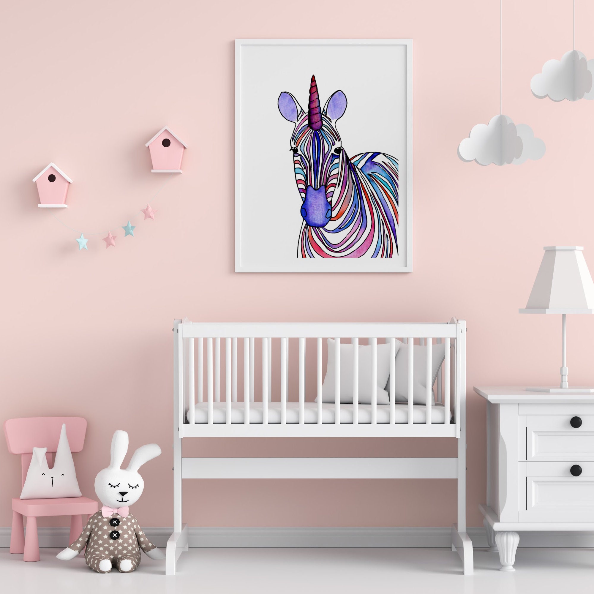 Watercolor Unicorn Print Unicorn Bedroom Decor for Girls | Etsy