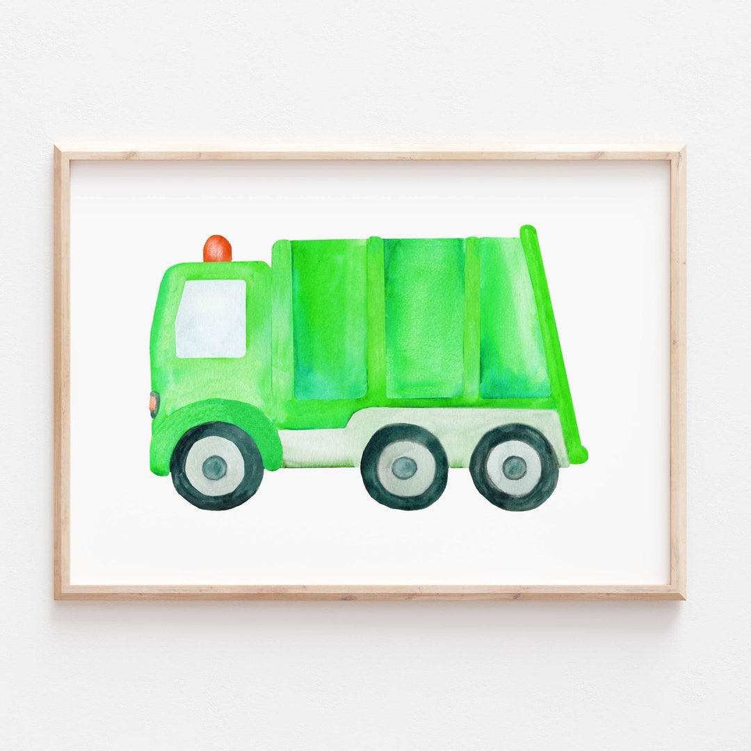 Garbage Truck Nursery Print Cars Nursery Decor Wall Art Etsy
