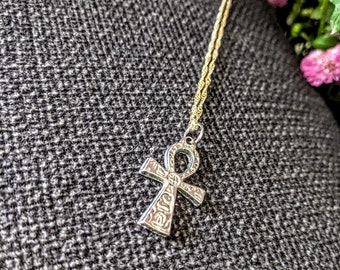 Pewter Ankh with dainty etching detail