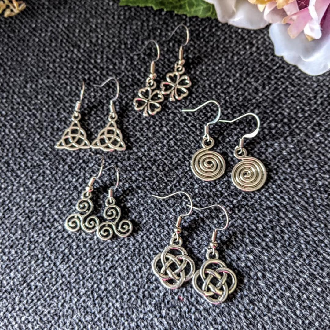 Celtic Earrings on Drop Shepherd Hook - Etsy