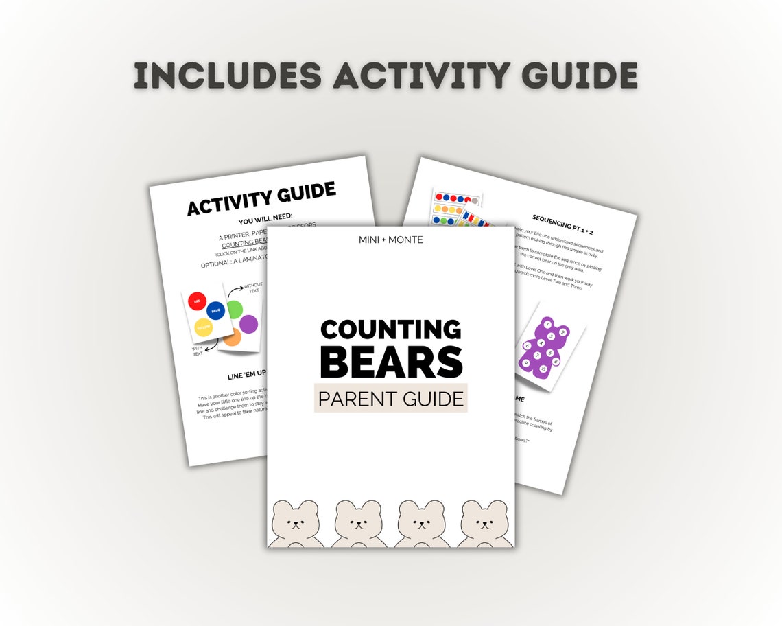 Counting Bear Preschool Math Activity: Homeschool Printable (PDF) - Etsy