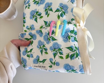 Blue Hydrangea Quilted Bible Sleeve | Large Sized Book Cover| Bible Cover | Trendy Bookish Gift