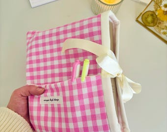 Pink Gingham Bible Sleeve | Large Sized Book Cover| Bible Cover | Trendy Bookish Gift