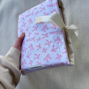 Pink Bow Quilted Bible Sleeve: Large Bible Cover with Ribbon