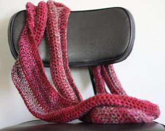 Maroon and Gray Infinity Loop Scarf