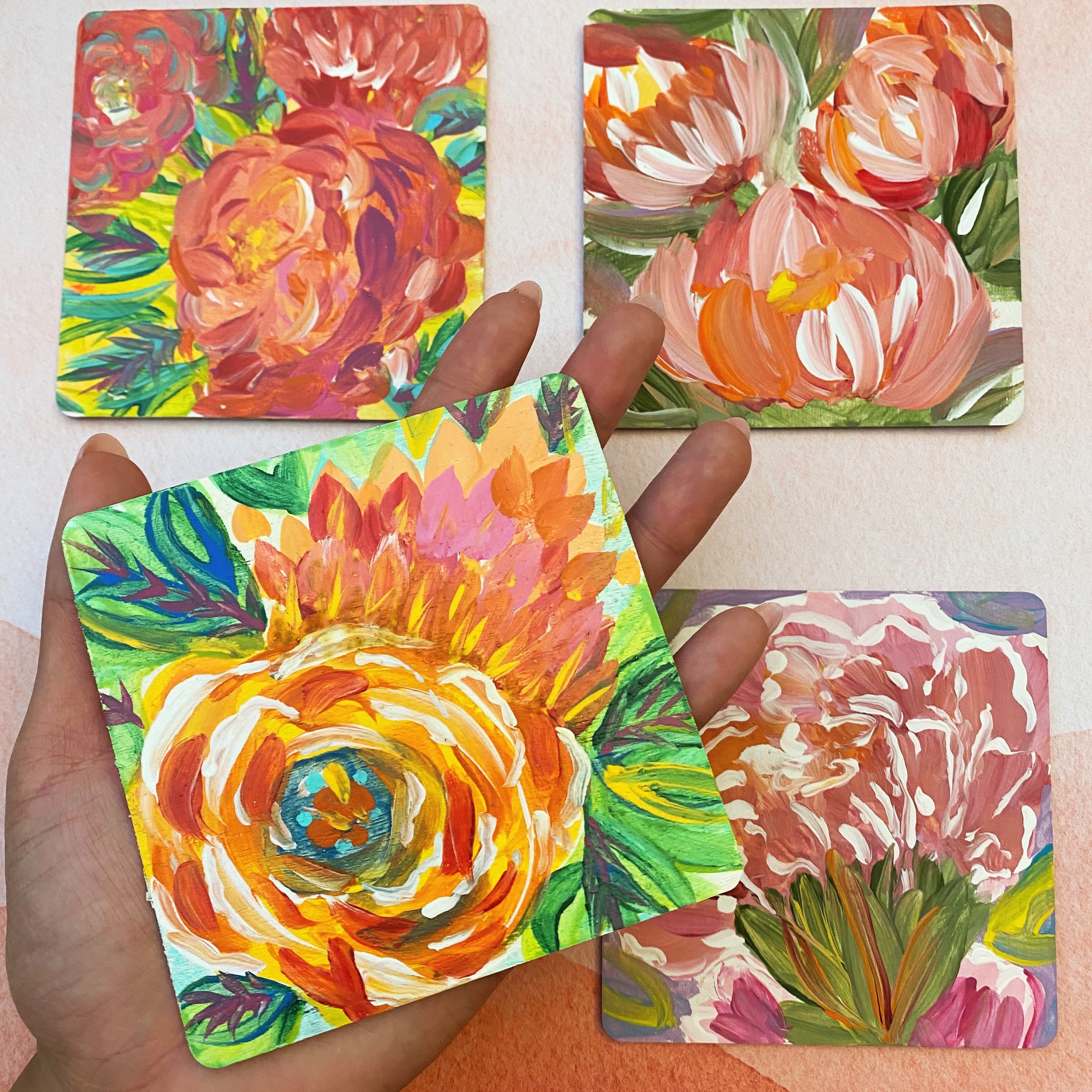 Garden Florals Hand Painted 1 Piece Etsy