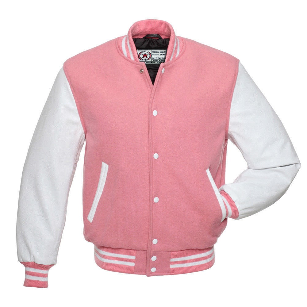 WARRIOR Pink Wool Varsity Letterman Bomber Baseball Jacket - Etsy UK