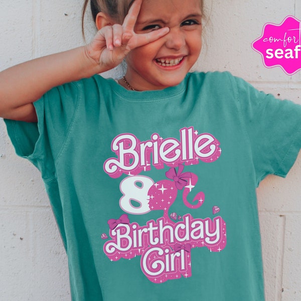 Personalized Pink Doll Birthday Girl Tshirt Custom Name And Number Gift For B-Day Girl Shirt 3rd 4th 5th 6th Matching Birthday Shirts