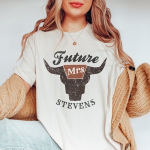 Custom Future Mrs Shirt Western Bride Tshirt Engagement Party Gift For Bride To Be Shirt Bridal Party Shirts Personalized Miss to Mrs Tshirt