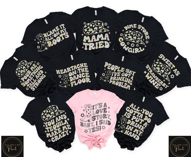 Country Music Custom Bachelorette Party Nashville Retro Lyrics Etsy