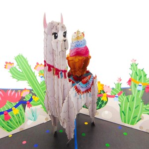 Happy Birthday Llama, Pop Up Card, 3D Popup Greeting Cards - Unikatowa, Dedykowana Ręcznie Robiona/Sercowa Sztuka. Projekt Karty Powitalnej na Wszystkie Okazje