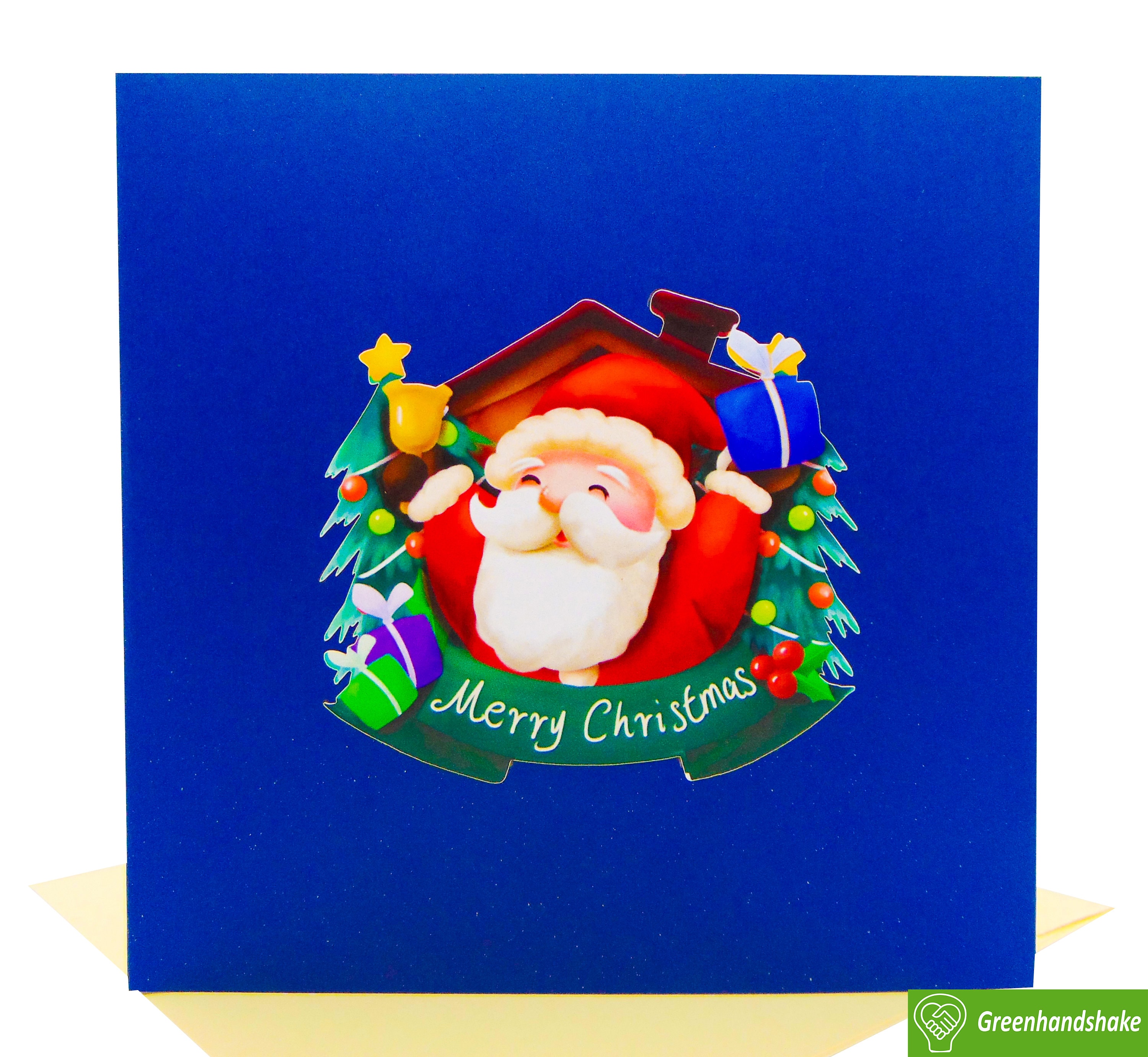Santa Decorating Christmas Tree Pop up Card 3D Popup Etsy