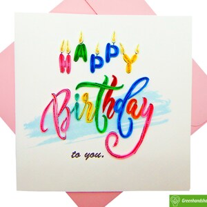 Candele di buon compleanno Biglietto d'auguri quilling - Arte unica fatta a mano dedicata. Biglietto d'auguri di design per tutte le occasioni di GREENHANDSHAKE