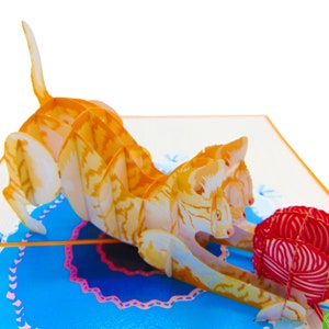 Kitty, Pop Up Card, 3D Popup Greeting Cards - Unikatowa, poświęcona, ręcznie robiona/sercowa sztuka. Projekt karty okolicznościowej na każdą okazję