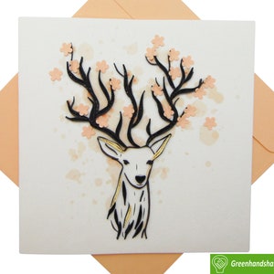 Snowy Deer Quilling Card: Handmade Art Greeting Card