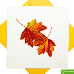 Foglia d'acero, biglietto d'auguri quilling - Arte unica dedicata fatta a mano/fatta a cuore. Biglietto d'auguri di design per tutte le occasioni di GREENHANDSHAKE