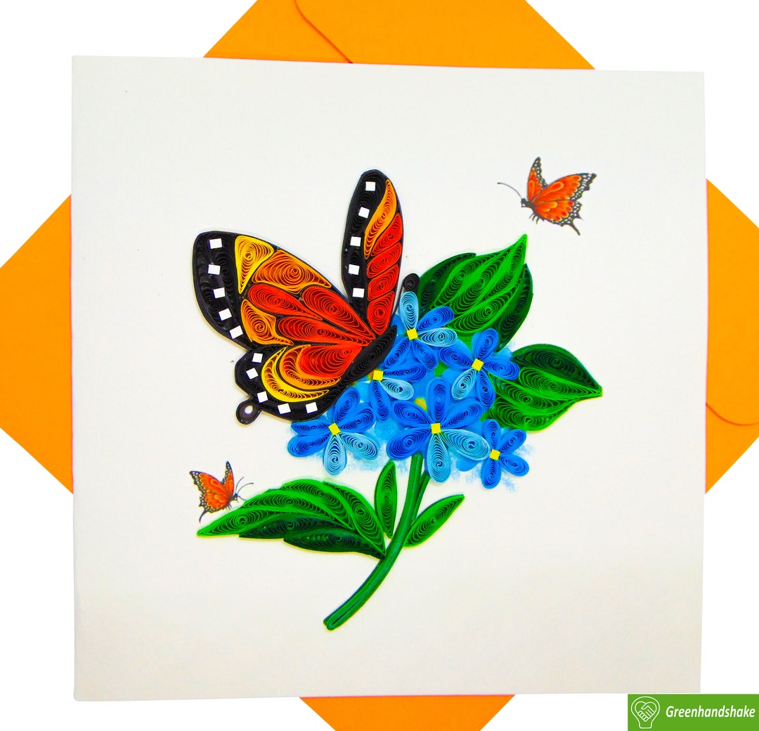 Butterfly Quilling Card: Handmade Floral Greeting Card - Etsy Australia