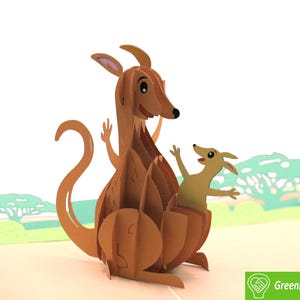 Kangaroo Moments, Pop Up Karte, 3D Popup Grußkarte - Einzigartige handgemachte Kunst. Design Grußkarte für jede Gelegenheit