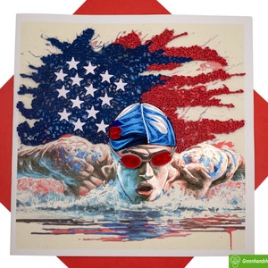 Biglietto d’auguri quilling American Waves of Glory, arte unica e dedicata fatta a mano. Biglietto di auguri di design per tutte le occasioni GREENHANDSHAKE