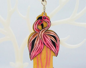 Flamingo, Christmas Quilling Ornaments Collection, Home Decorations Holiday Decor, Handmade Ornament, quilled Ornament