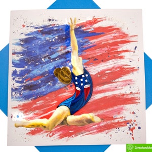 Biglietto d'auguri Quilling per la ginnastica americana - Arte unica dedicata fatta a mano. Biglietto d'auguri di design per tutte le occasioni di GREENHANDSHAKE