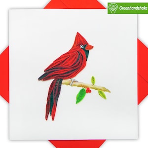 Biglietto d'auguri cardinale quilling - Arte unica dedicata fatta a mano/cuore. Biglietto d'auguri di design per tutte le occasioni