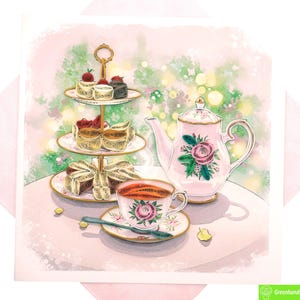 L'arte del tè pomeridiano, biglietto di auguri con quilling - Arte unica dedicata fatta a mano/con il cuore. Progetta biglietti di auguri per tutte le occasioni