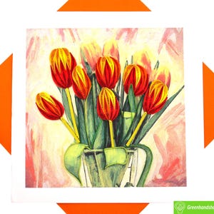 Tulip Whispers, biglietto di auguri con quilling - Arte unica dedicata fatta a mano/con il cuore. Progetta un biglietto di auguri per tutte le occasioni di GREENHANDSHAKE