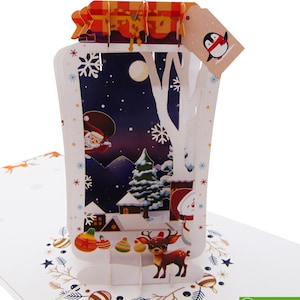 Pot surprise de Noël, carte pop-up, cartes de vœux pop-up 3D - Art unique dédié fait à la main/cœur