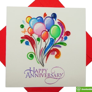 Biglietto d'auguri quilling di buon anniversario - Arte unica dedicata fatta a mano/cuore. Biglietto d'auguri di design per tutte le occasioni di GREENHANDSHAKE