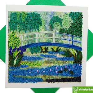 Ninfee e ponte giapponese di Claude Monet (1899) Biglietto d'auguri con tecnica Quilling per tutte le occasioni