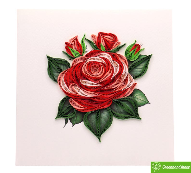 Rose Quilling Card: Handmade Paper Art Greeting Card - Etsy