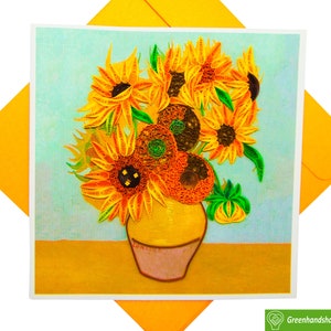 Vaso con girasoli di Van Gogh (1888) Biglietto di auguri con arte quilling per tutte le occasioni