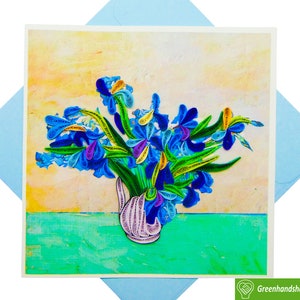 Biglietto d'auguri con stampa artistica "Iris" di Van Gogh (1890) per tutte le occasioni