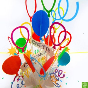 Gefeliciteerd, pop-upkaart, 3D-pop-upwenskaarten - unieke toegewijde handgemaakte/hartgemaakte kunst. Ontwerp wenskaart voor alle gelegenheden