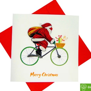 Biglietto d'auguri quilling di Babbo Natale - Arte unica dedicata fatta a mano/cuore. Biglietto d'auguri di design per tutte le occasioni