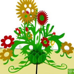 Árbol de girasoles, tarjeta emergente, tarjetas de felicitación emergentes 3D: arte único y dedicado hecho a mano/hecho con corazón. Tarjeta de felicitación de diseño para toda ocasión.