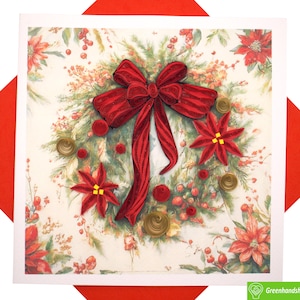 Biglietto di auguri natalizio con stella di Natale e fiocco in quilling - Unico, dedicato, fatto a mano/con il cuore. Progetta un biglietto di auguri per tutte le occasioni