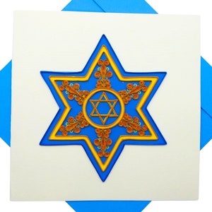 Biglietto d'auguri quilling con la stella di David - Arte unica dedicata fatta a mano/fatta a cuore. Biglietto d'auguri di design per tutte le occasioni di GREENHANDSHAKE